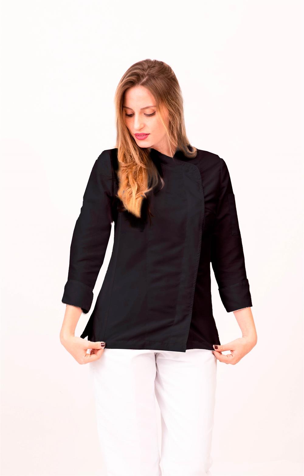 Chaqueta de cocina con vivo en cuello y puño
